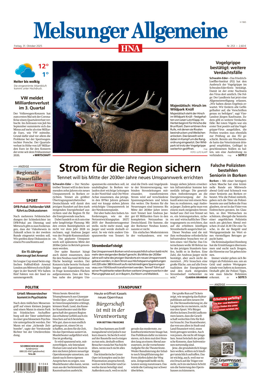 Melsunger Allgemeine vom Freitag, 31.10.2025