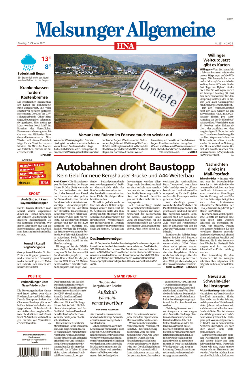 Melsunger Allgemeine vom Montag, 06.10.2025