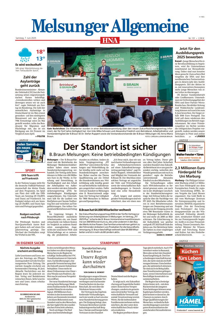 Melsunger Allgemeine vom Samstag, 07.06.2025
