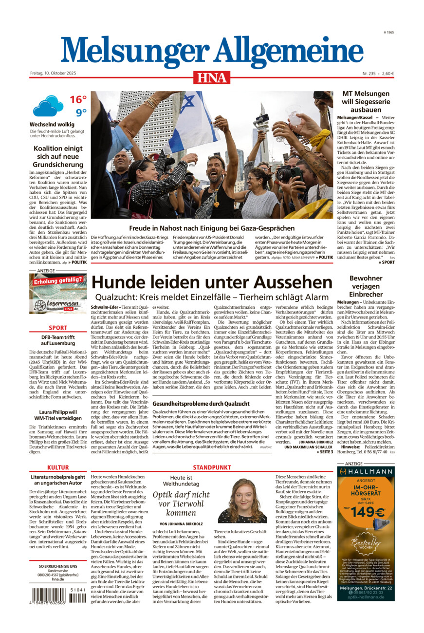 Melsunger Allgemeine vom Freitag, 10.10.2025