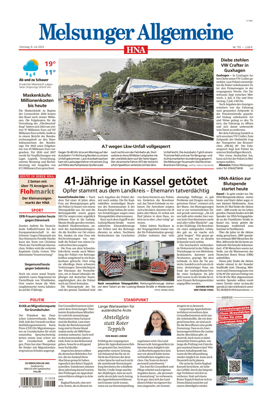 Melsunger Allgemeine vom Dienstag, 08.07.2025