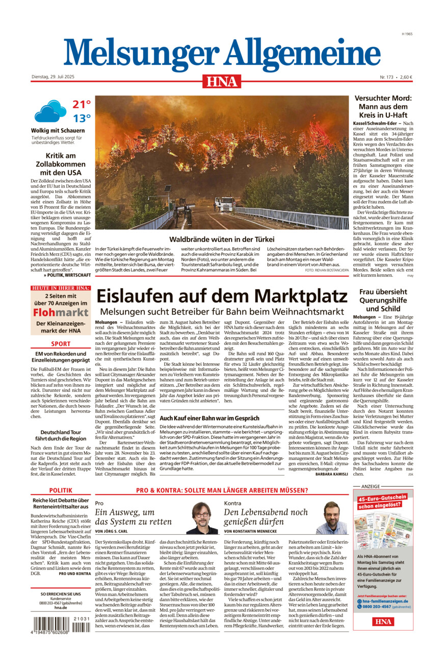 Melsunger Allgemeine vom Dienstag, 29.07.2025