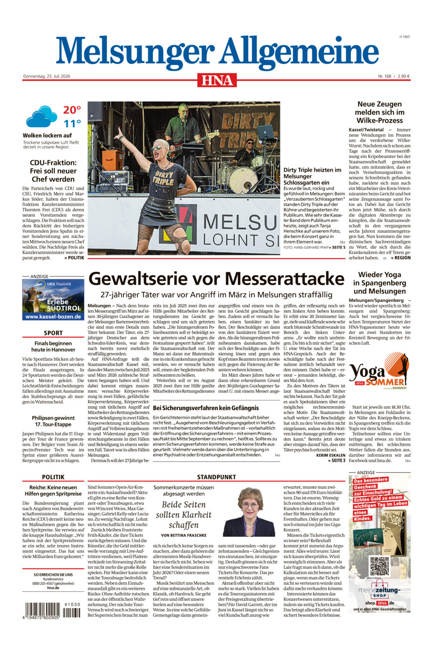 Melsunger Allgemeine vom Donnerstag, 23.07.2026