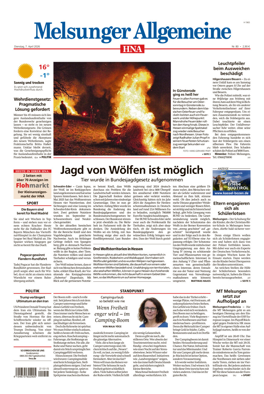 Melsunger Allgemeine vom Dienstag, 07.04.2026