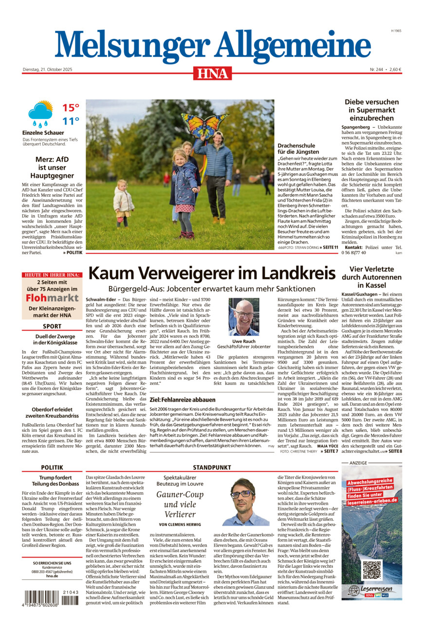 Melsunger Allgemeine vom Dienstag, 21.10.2025