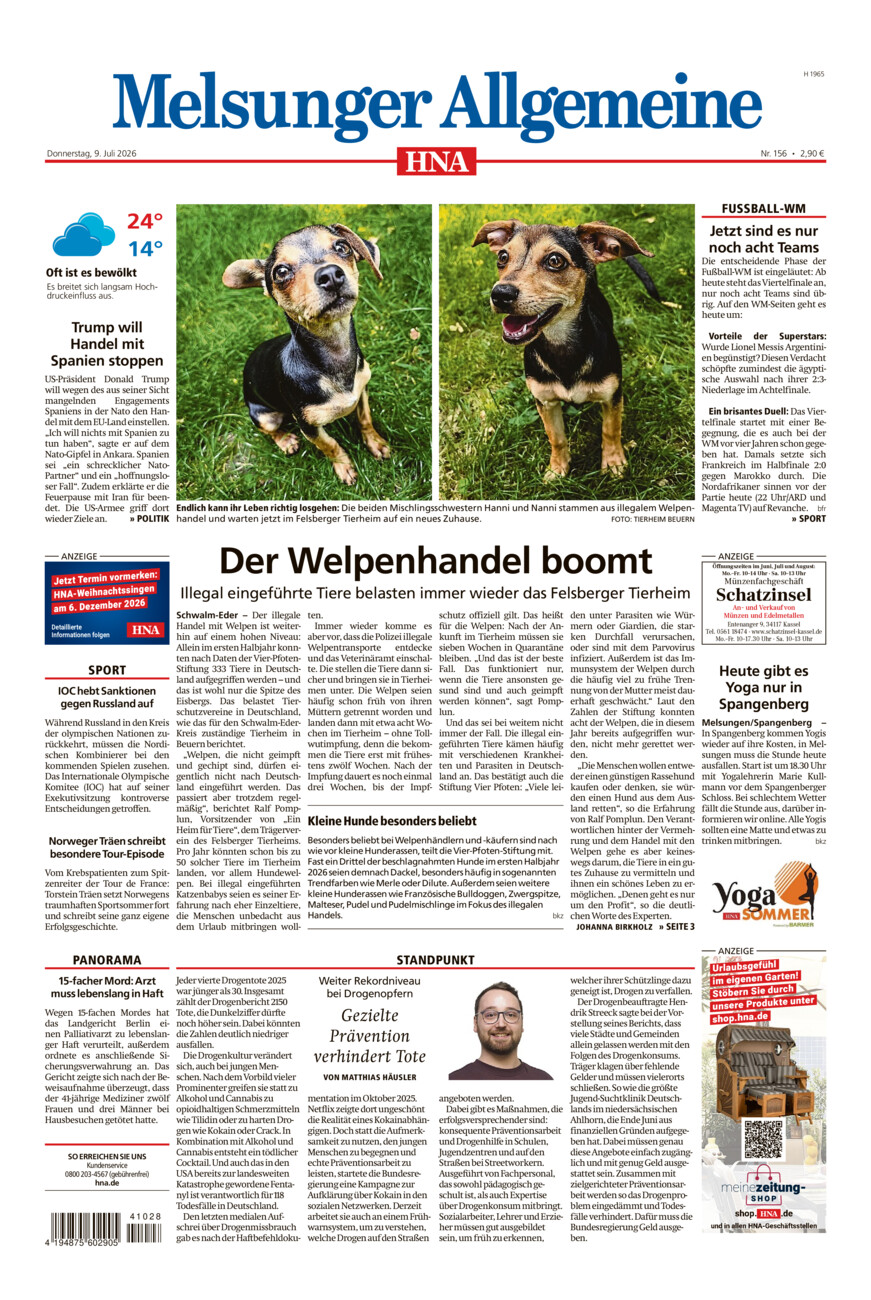 Melsunger Allgemeine vom Donnerstag, 09.07.2026