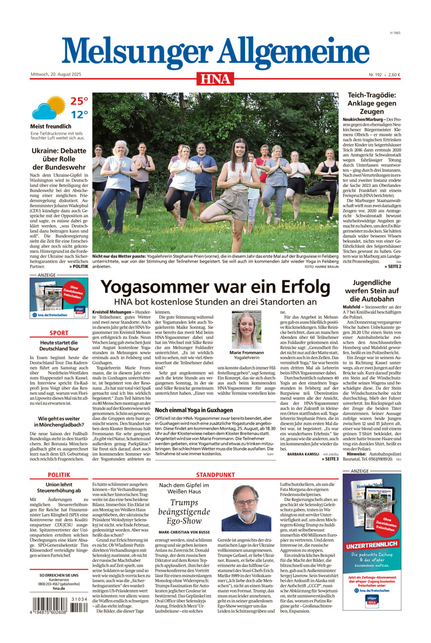 Melsunger Allgemeine vom Mittwoch, 20.08.2025