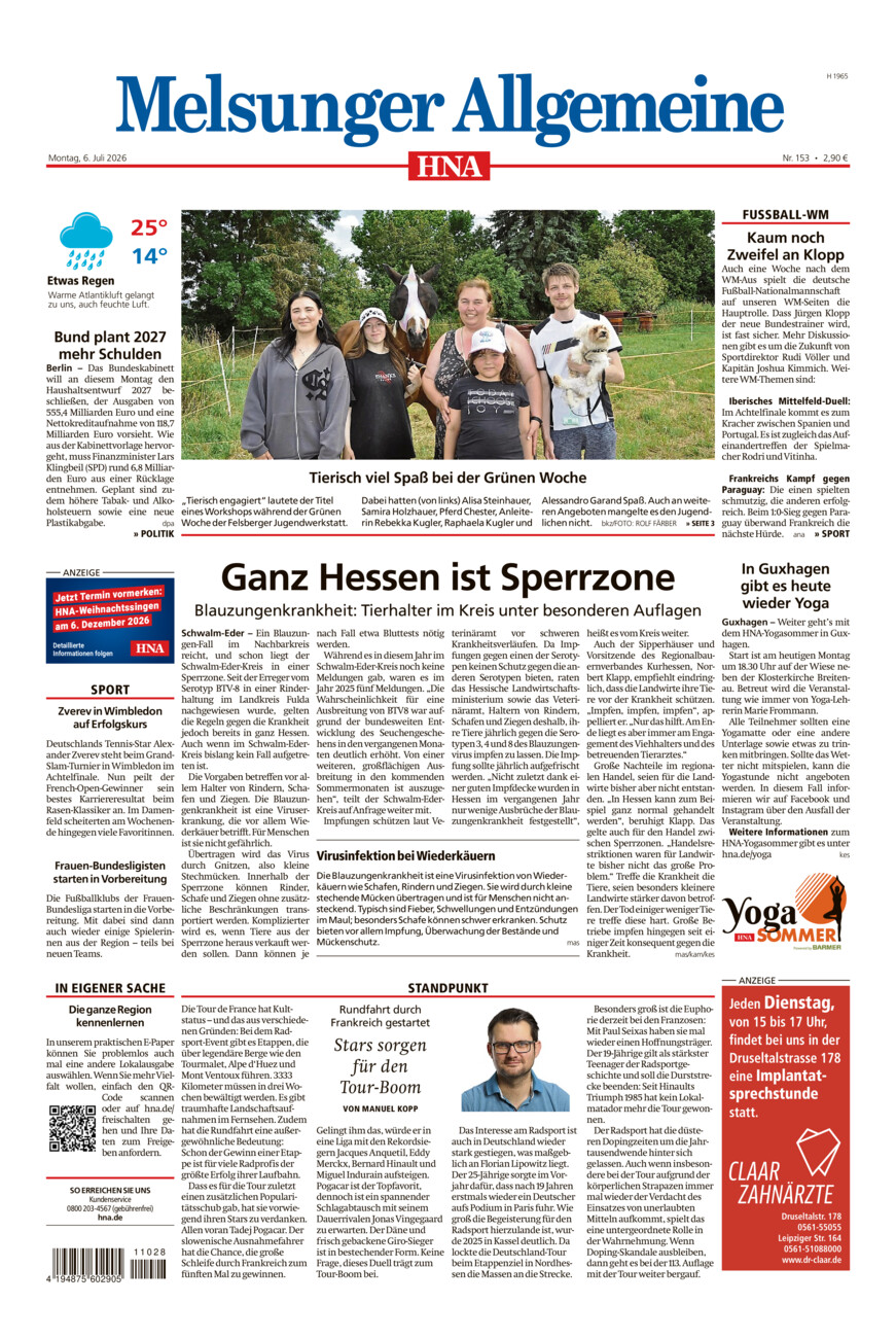 Melsunger Allgemeine vom Montag, 06.07.2026