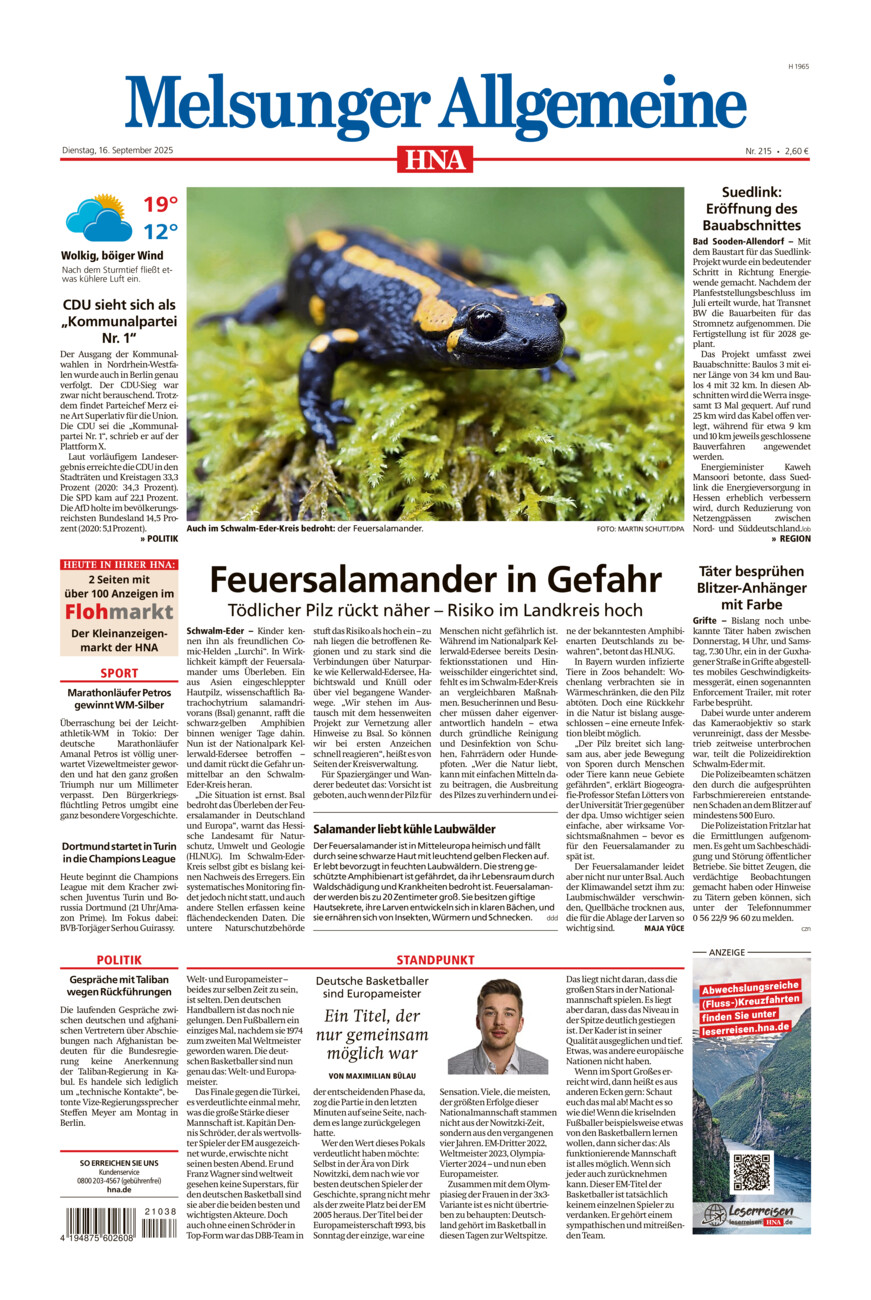 Melsunger Allgemeine vom Dienstag, 16.09.2025