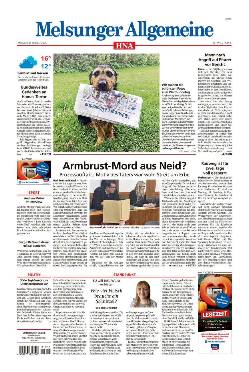 Melsunger Allgemeine vom Mittwoch, 08.10.2025