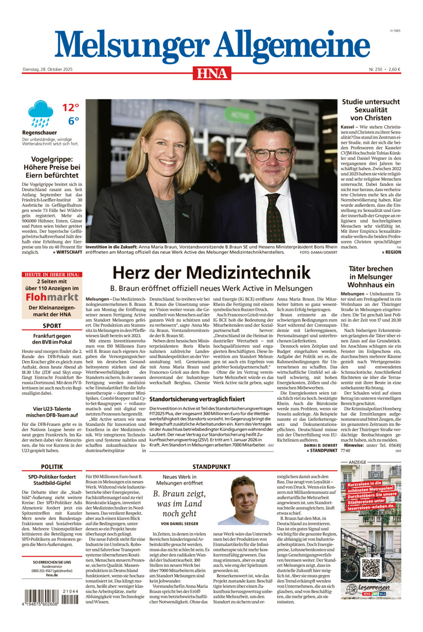 Melsunger Allgemeine vom Dienstag, 28.10.2025