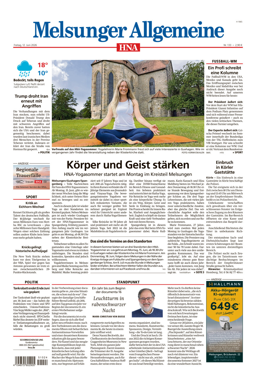 Melsunger Allgemeine vom Freitag, 12.06.2026