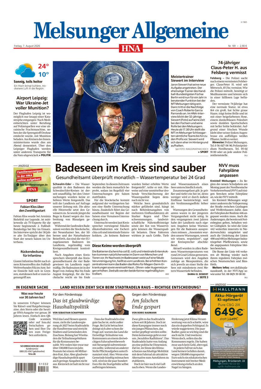 Melsunger Allgemeine vom Freitag, 07.08.2026