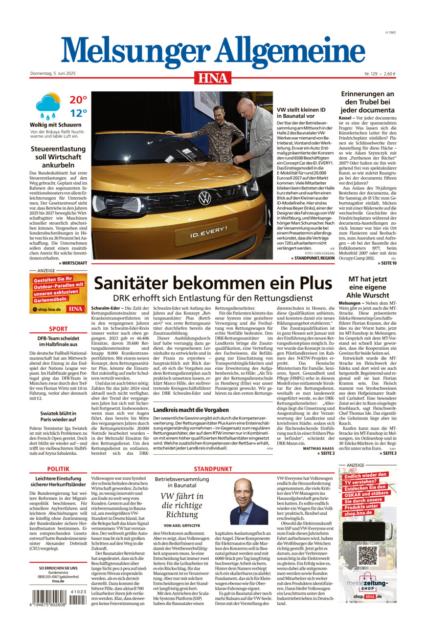 Melsunger Allgemeine vom Donnerstag, 05.06.2025