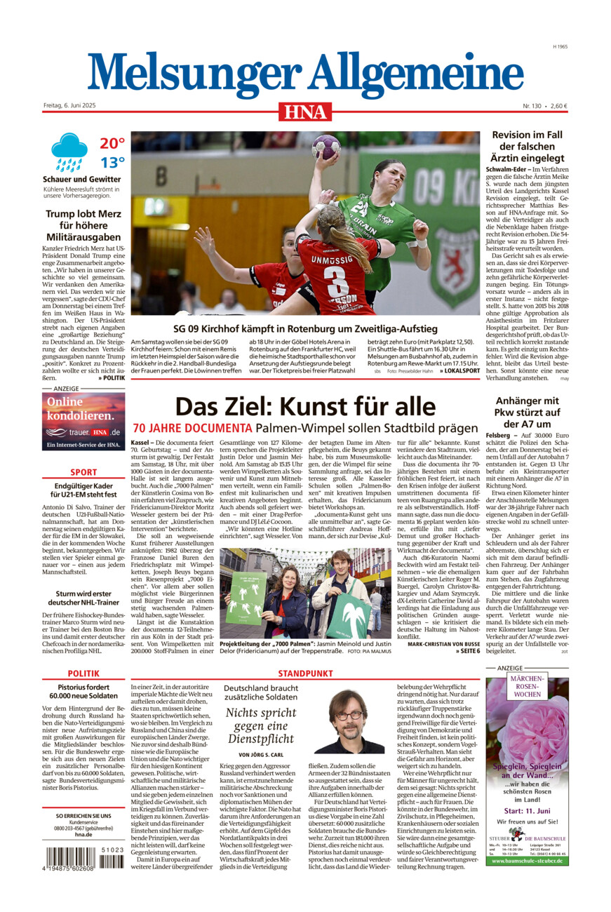 Melsunger Allgemeine vom Freitag, 06.06.2025