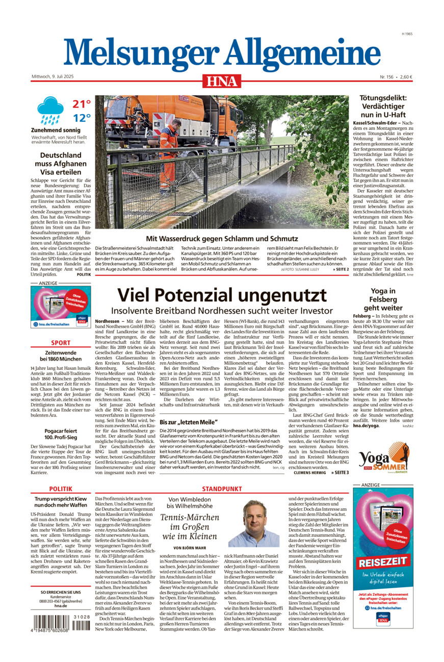 Melsunger Allgemeine vom Mittwoch, 09.07.2025