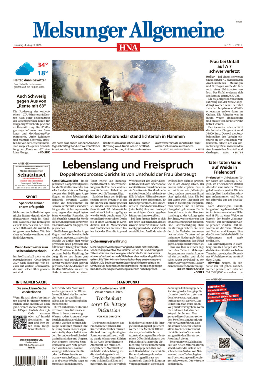Melsunger Allgemeine vom Dienstag, 04.08.2026