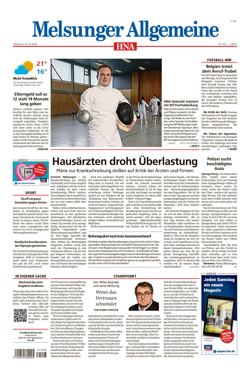 Melsunger Allgemeine vom Mittwoch, 08.07.2026
