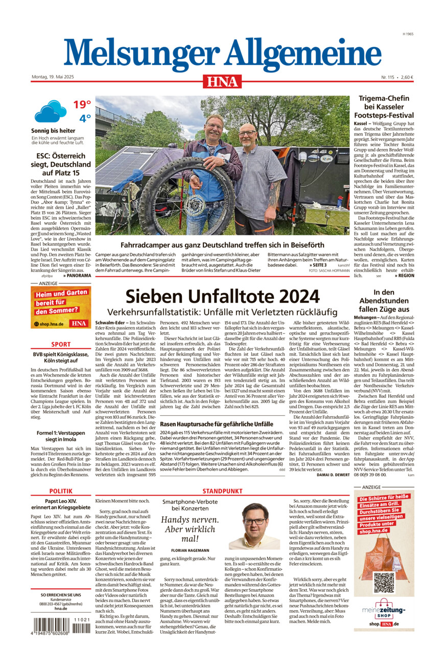 Melsunger Allgemeine vom Montag, 19.05.2025