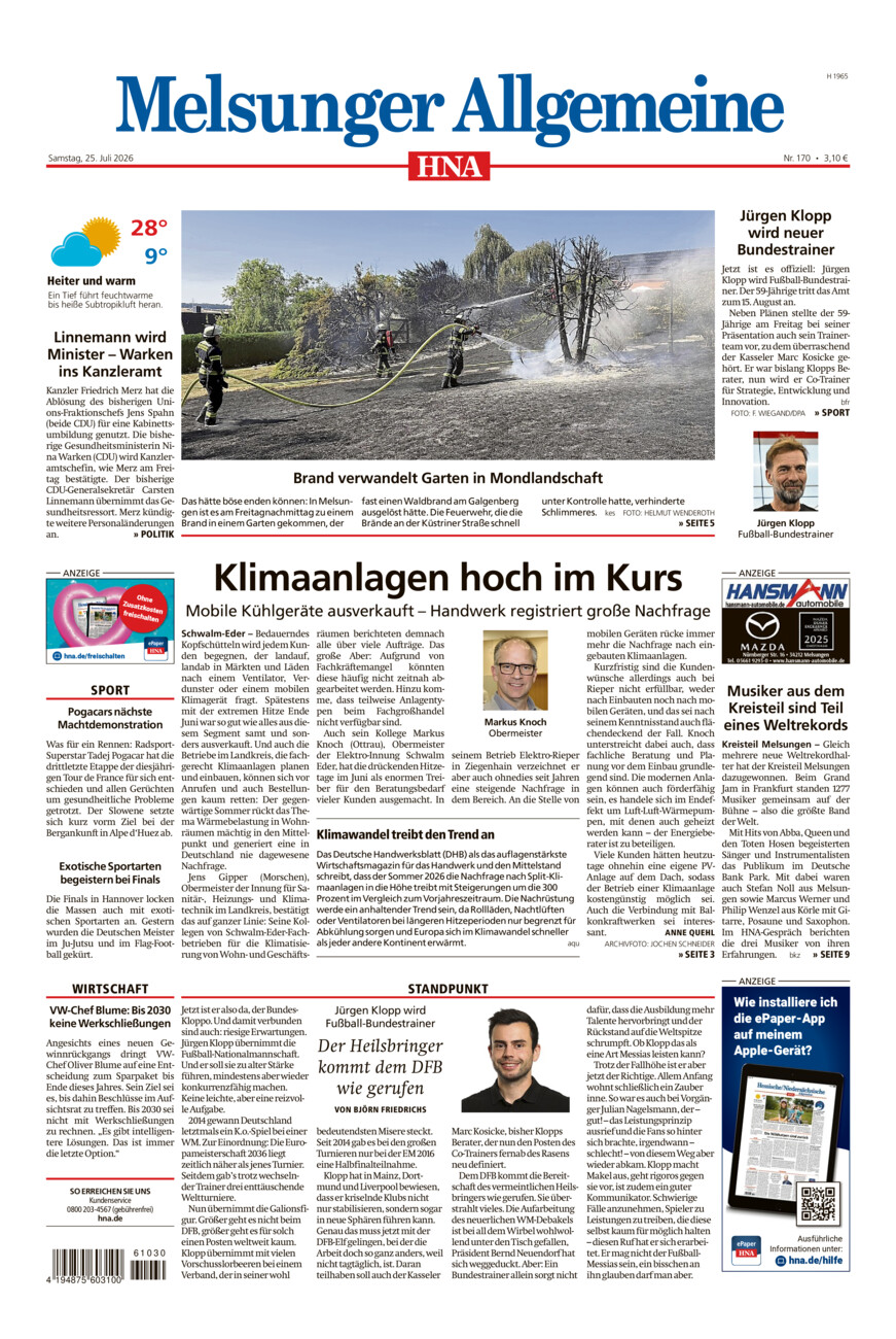 Melsunger Allgemeine vom Samstag, 25.07.2026