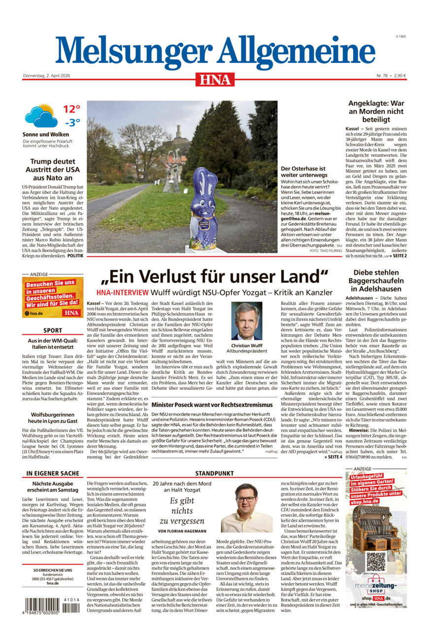 Melsunger Allgemeine vom Donnerstag, 02.04.2026