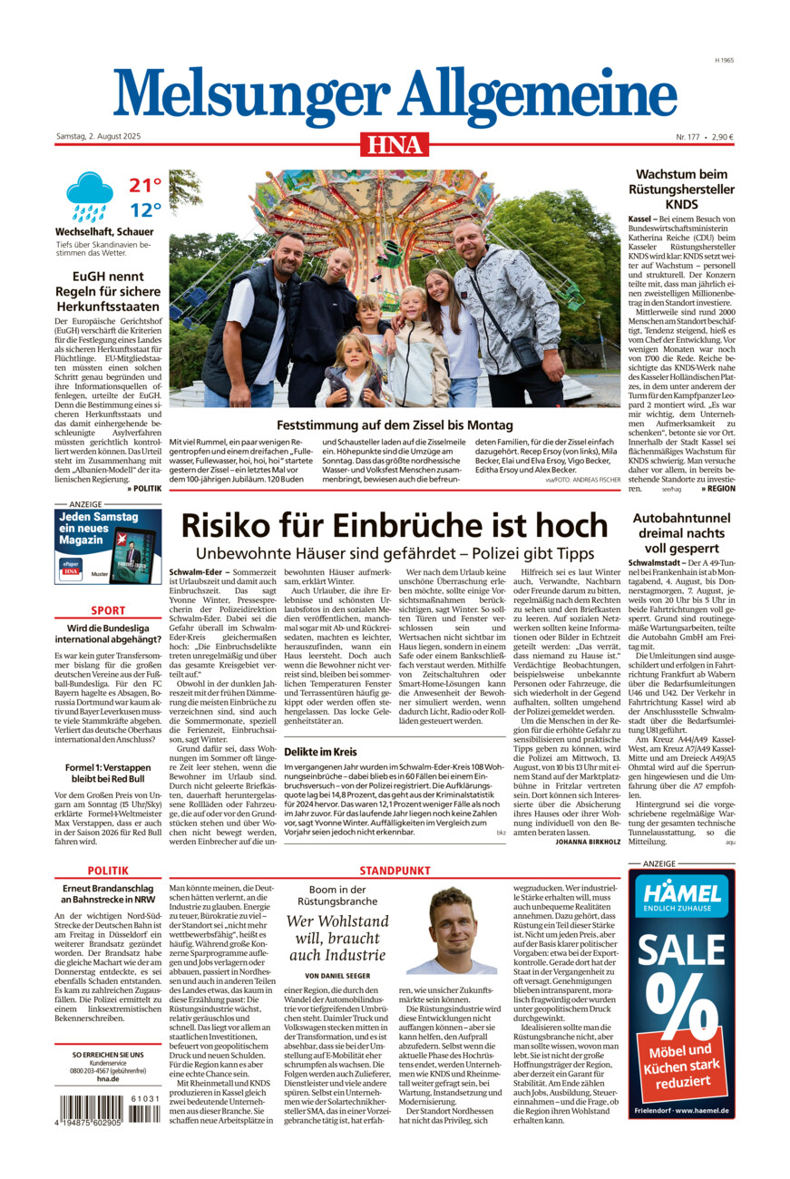 Melsunger Allgemeine vom Samstag, 02.08.2025