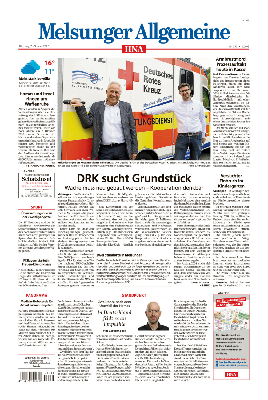 Melsunger Allgemeine vom Dienstag, 07.10.2025