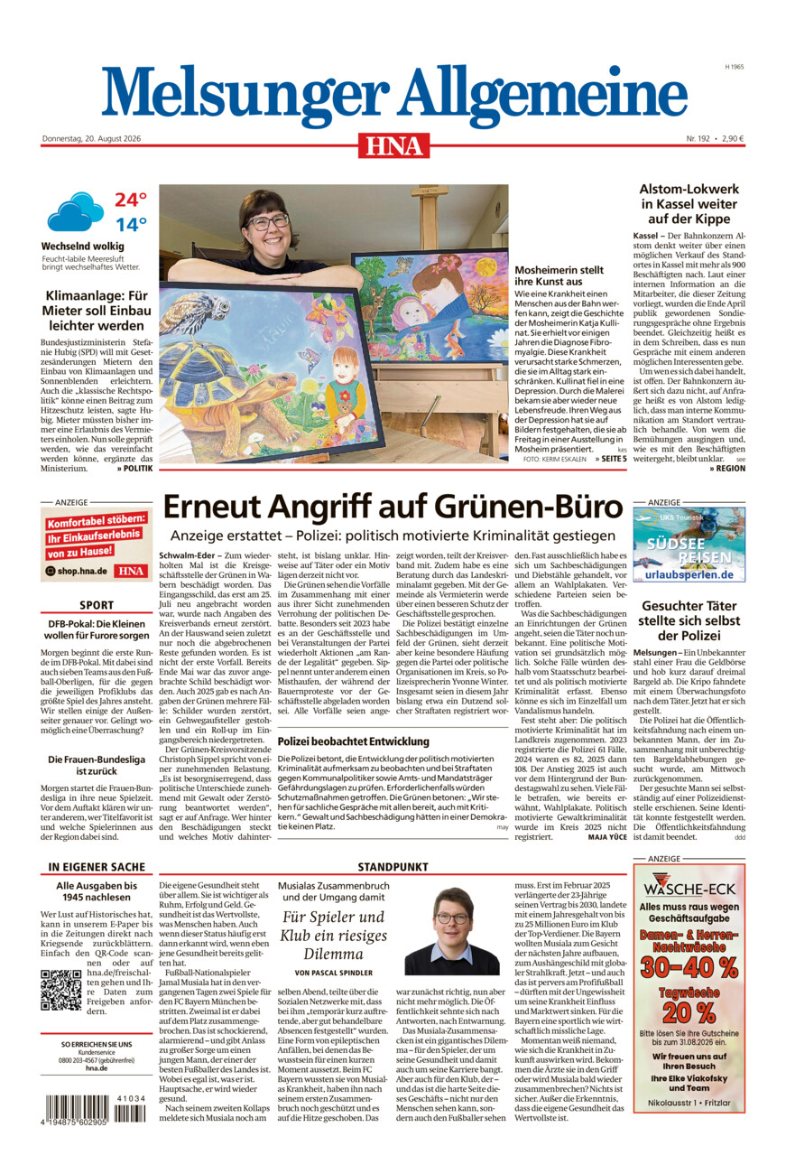 Melsunger Allgemeine vom Donnerstag, 20.08.2026