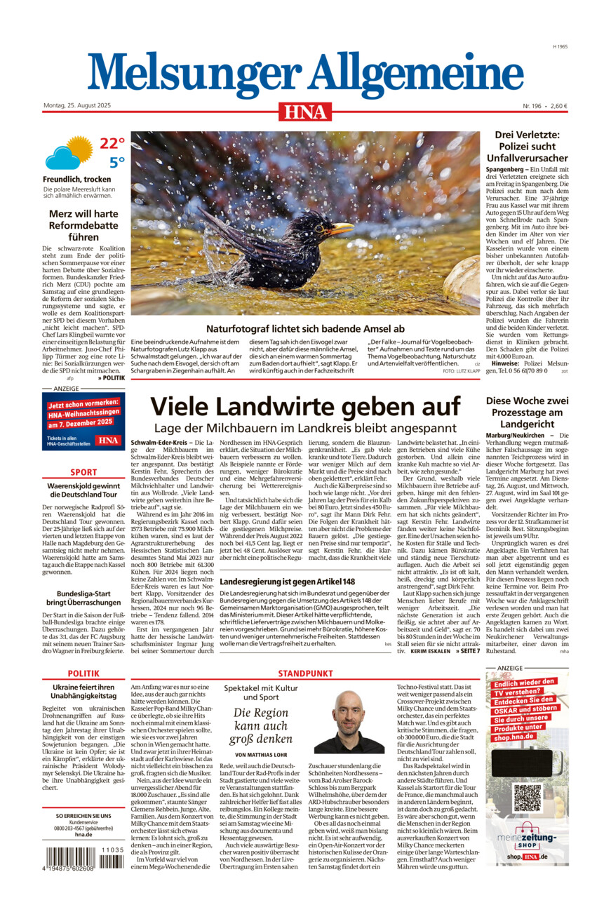 Melsunger Allgemeine vom Montag, 25.08.2025