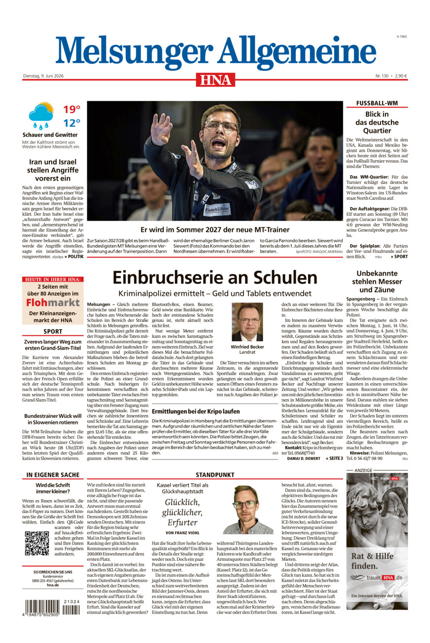 Melsunger Allgemeine vom Dienstag, 09.06.2026