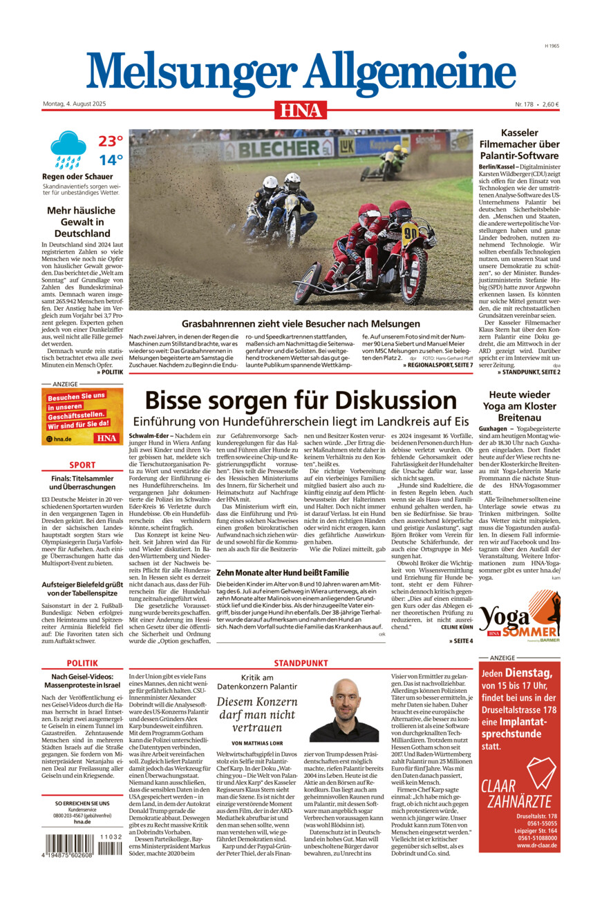 Melsunger Allgemeine vom Montag, 04.08.2025