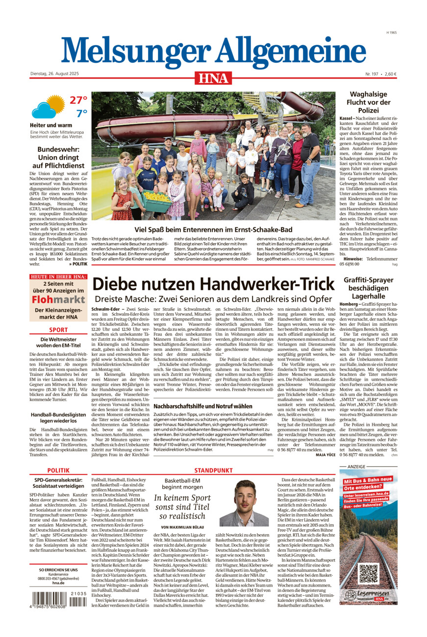 Melsunger Allgemeine vom Dienstag, 26.08.2025