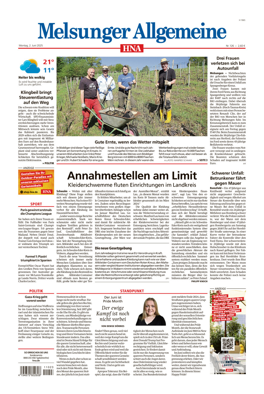 Melsunger Allgemeine vom Montag, 02.06.2025