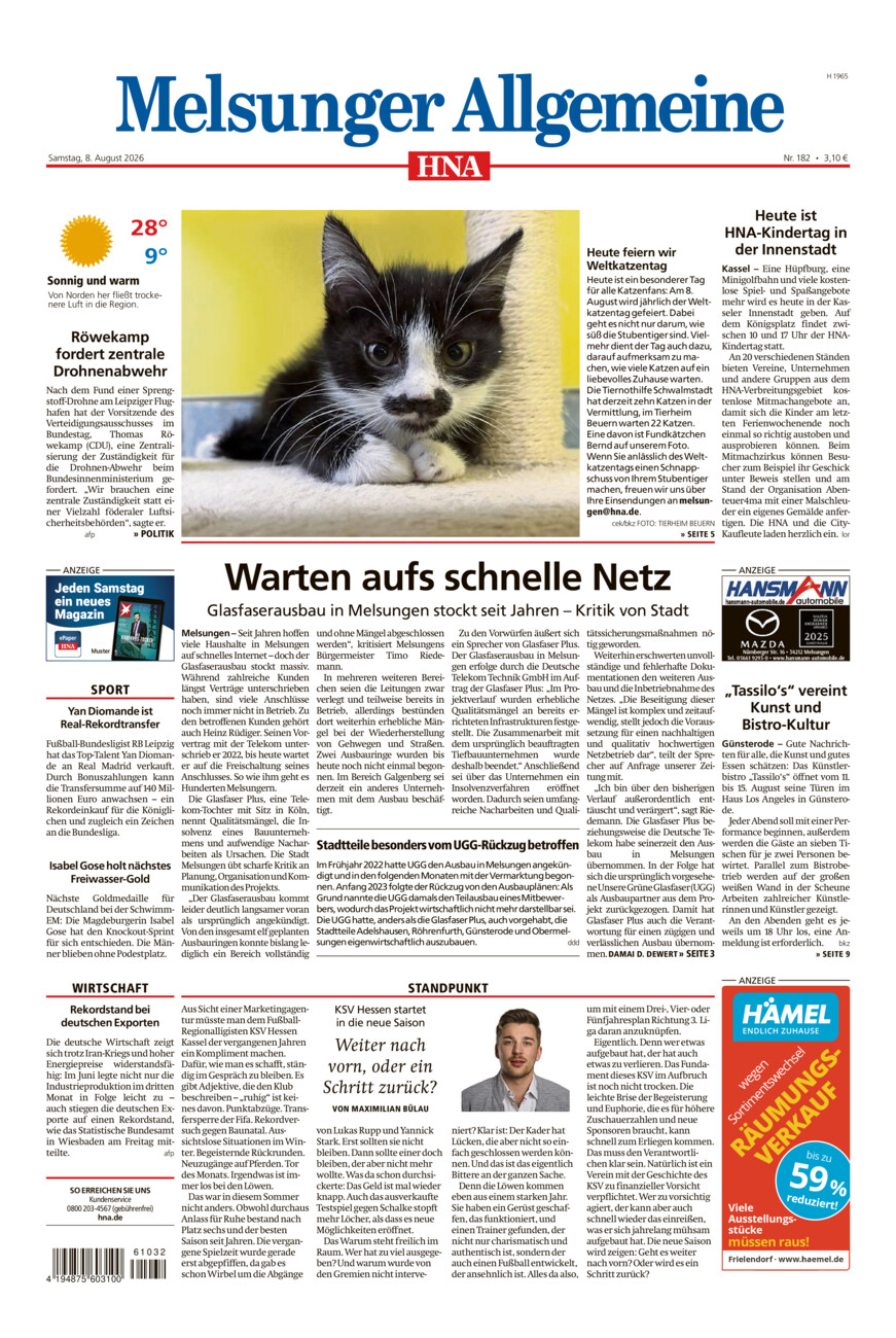 Melsunger Allgemeine vom Samstag, 08.08.2026