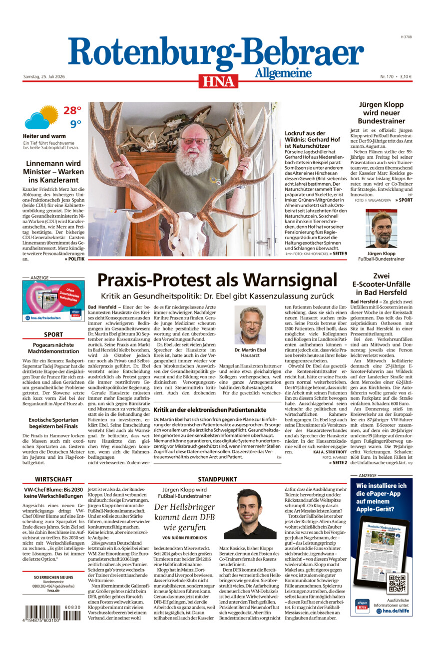 Rotenburg-Bebraer Allgemeine vom Samstag, 25.07.2026