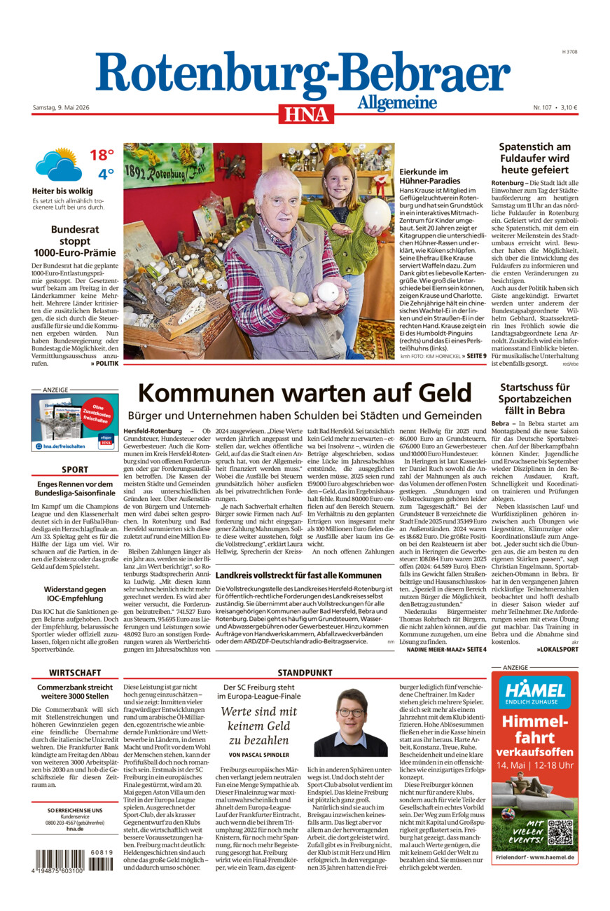 Rotenburg-Bebraer Allgemeine vom Samstag, 09.05.2026