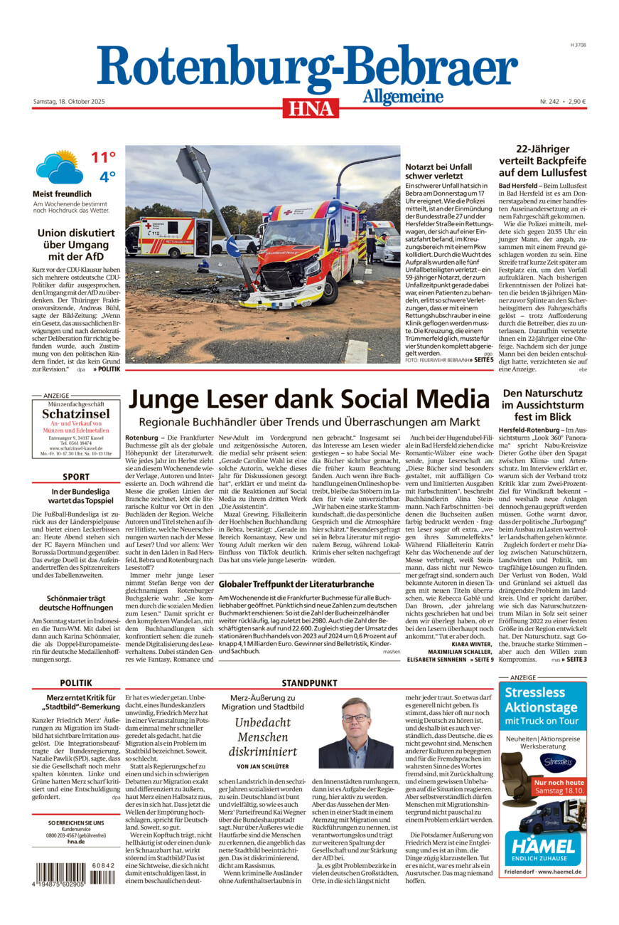 Rotenburg-Bebraer Allgemeine vom Samstag, 18.10.2025