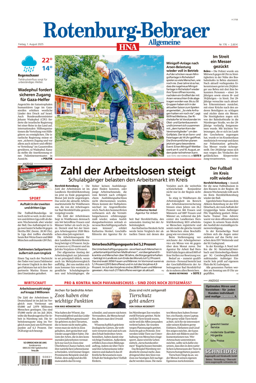 Rotenburg-Bebraer Allgemeine vom Freitag, 01.08.2025