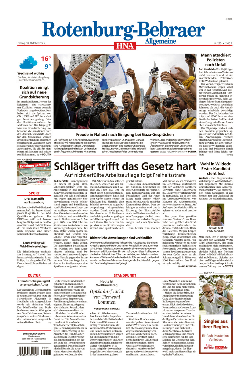 Rotenburg-Bebraer Allgemeine vom Freitag, 10.10.2025