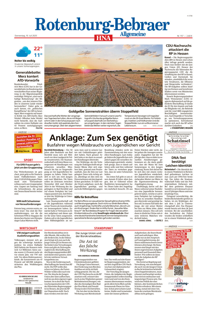 Rotenburg-Bebraer Allgemeine vom Donnerstag, 10.07.2025