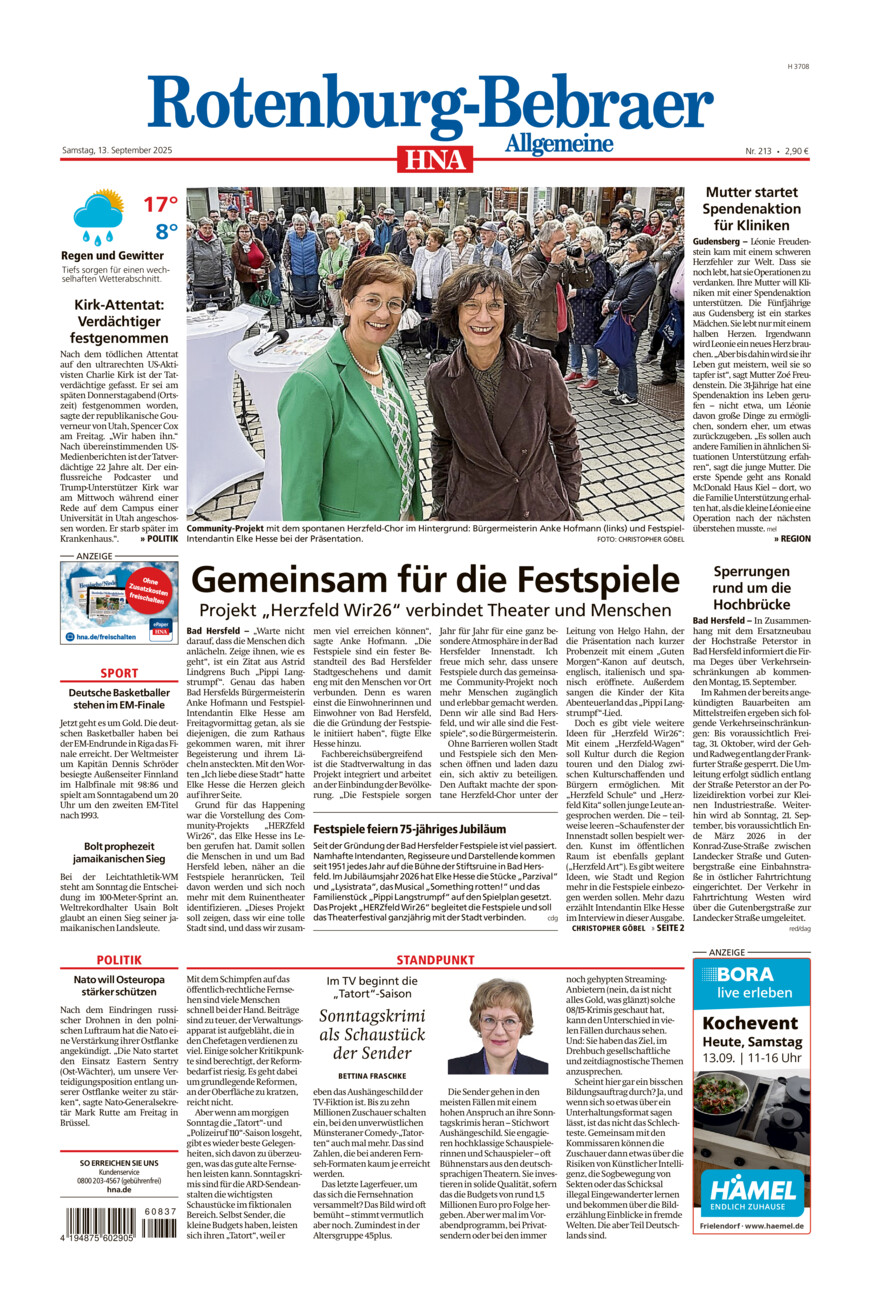 Rotenburg-Bebraer Allgemeine vom Samstag, 13.09.2025