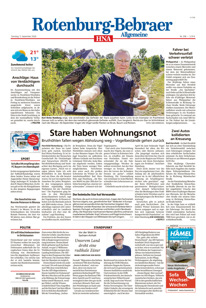 Rotenburg-Bebraer Allgemeine vom Samstag, 05.09.2026