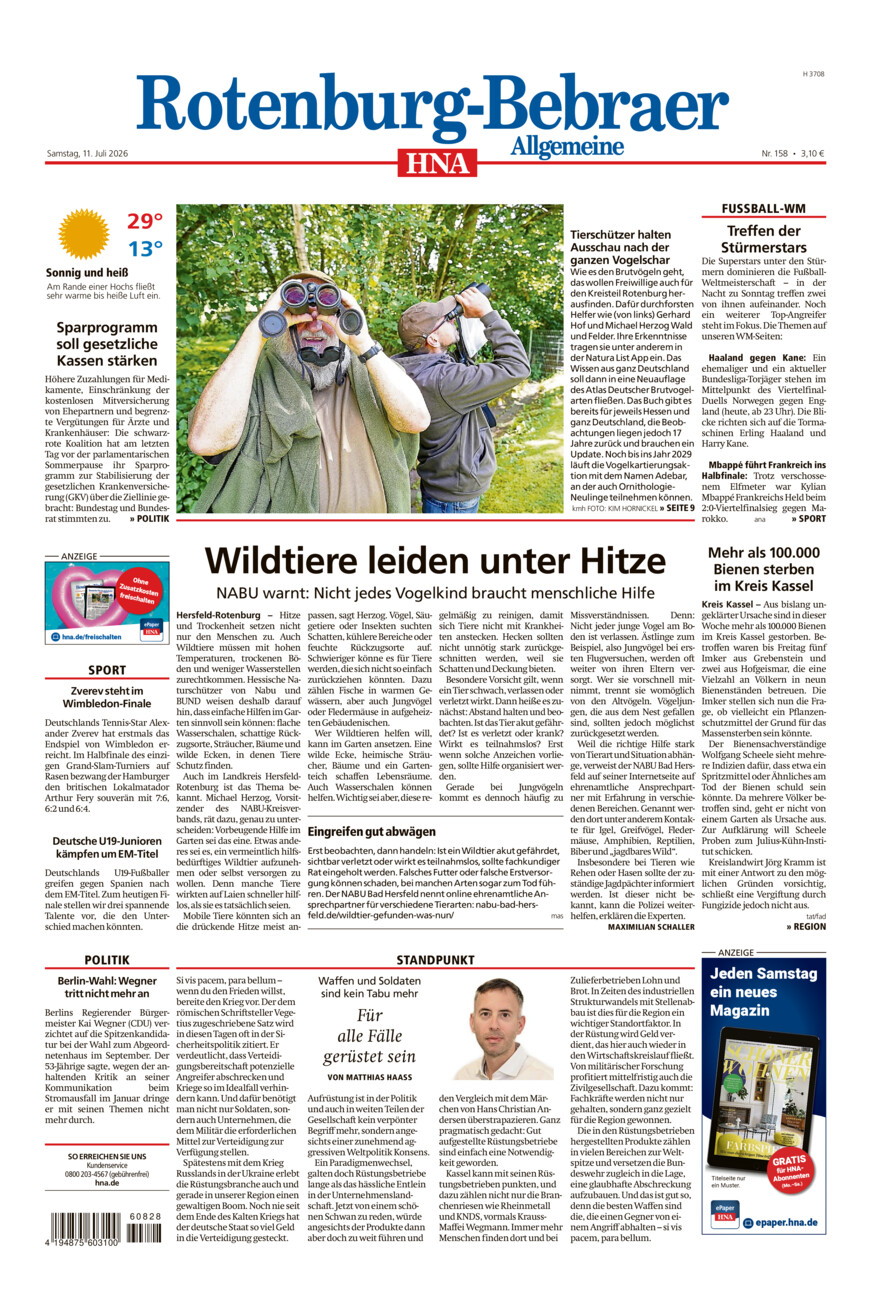 Rotenburg-Bebraer Allgemeine vom Samstag, 11.07.2026