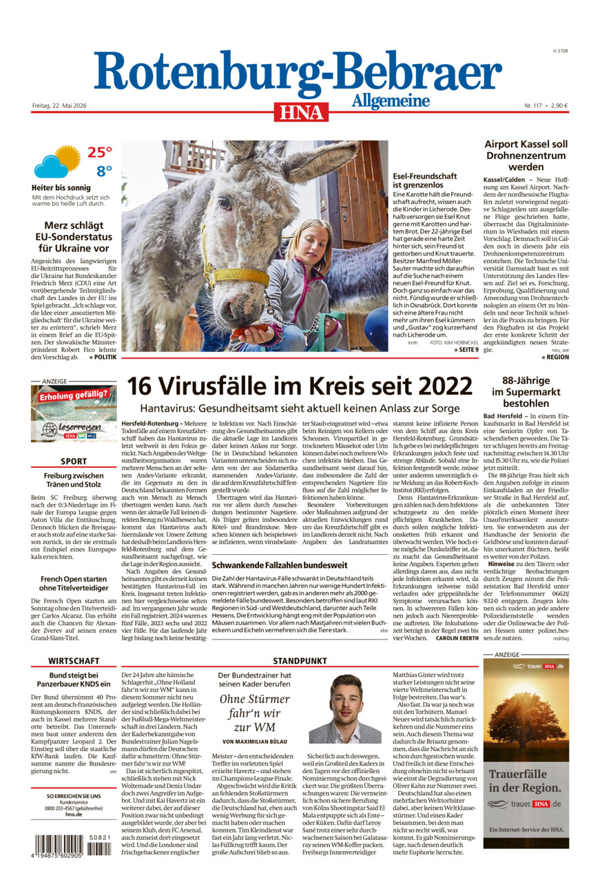 Rotenburg-Bebraer Allgemeine vom Freitag, 22.05.2026