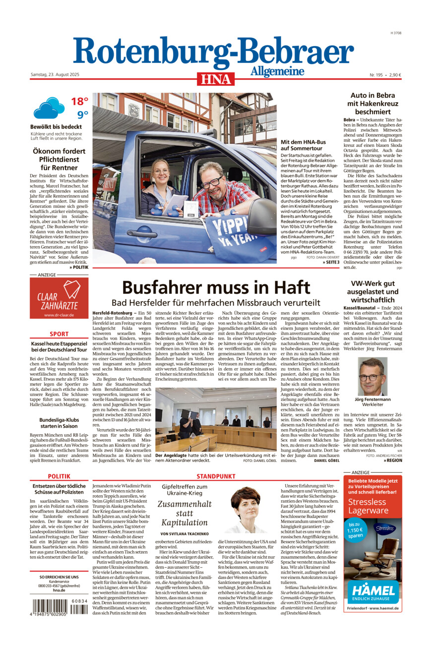 Rotenburg-Bebraer Allgemeine vom Samstag, 23.08.2025