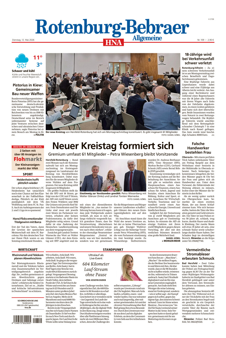 Rotenburg-Bebraer Allgemeine vom Dienstag, 12.05.2026