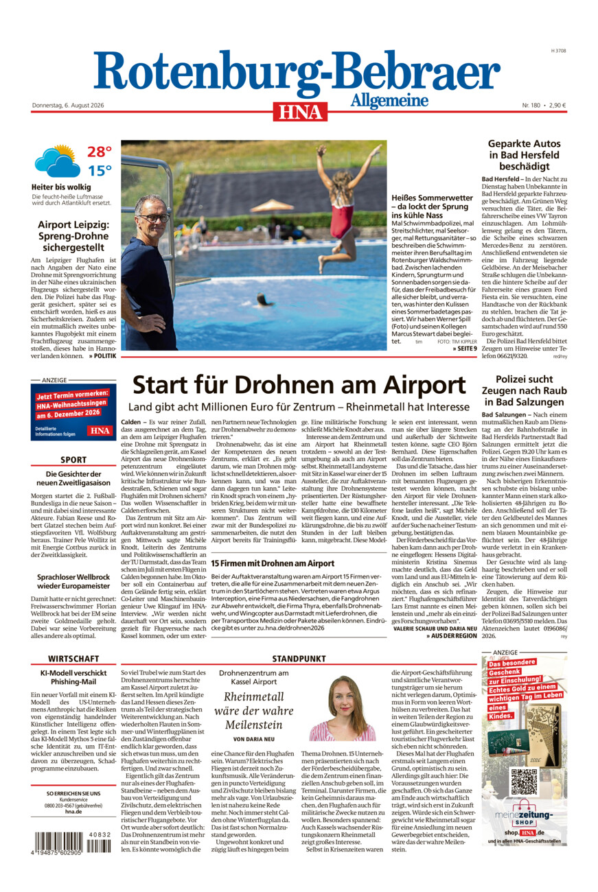 Rotenburg-Bebraer Allgemeine vom Donnerstag, 06.08.2026