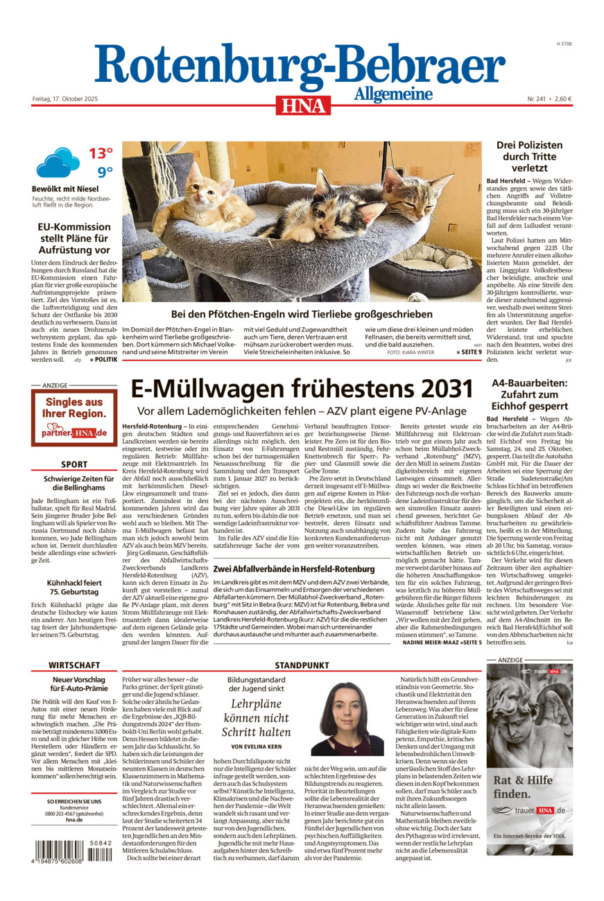 Rotenburg-Bebraer Allgemeine vom Freitag, 17.10.2025