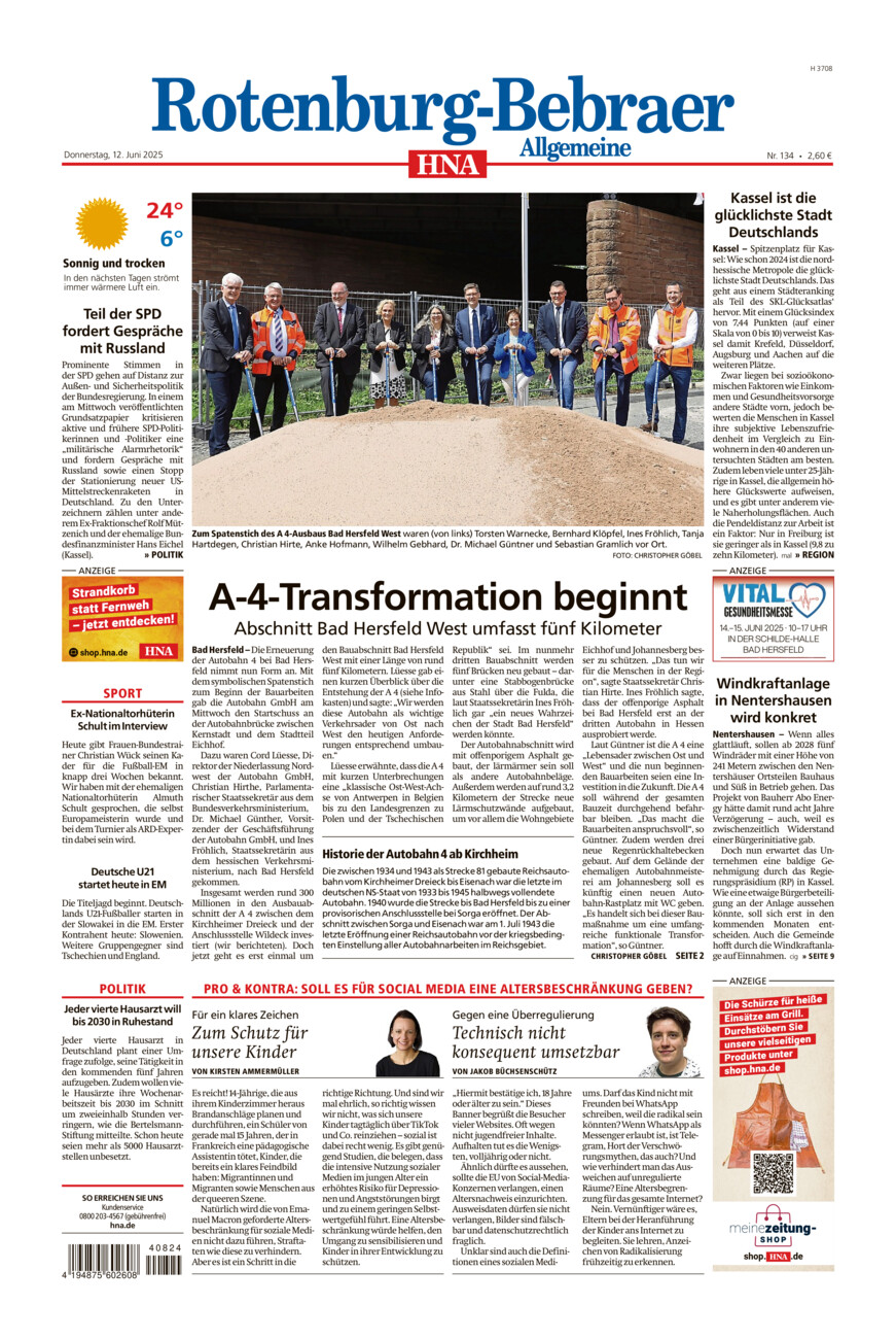 Rotenburg-Bebraer Allgemeine vom Donnerstag, 12.06.2025