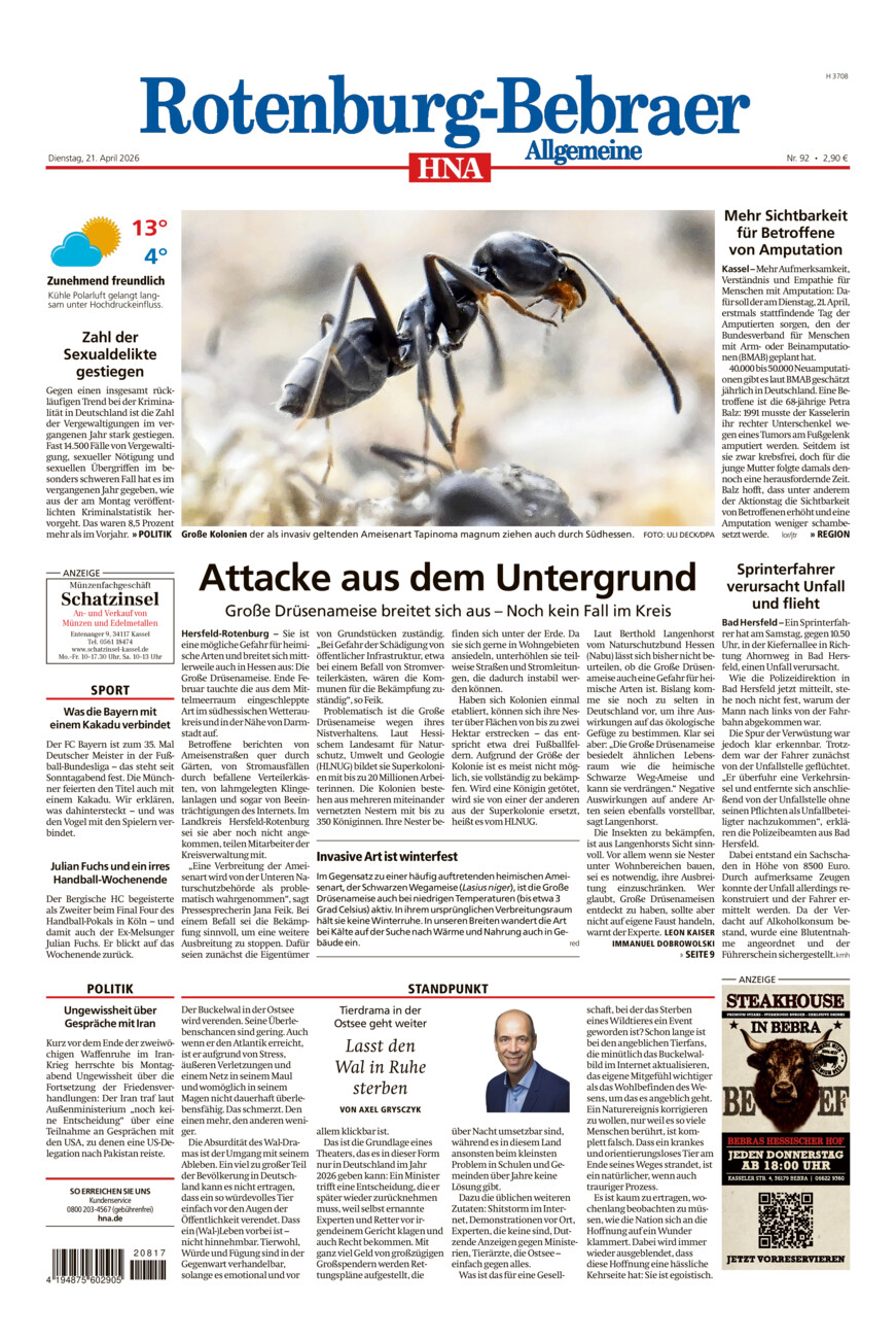 Rotenburg-Bebraer Allgemeine vom Dienstag, 21.04.2026